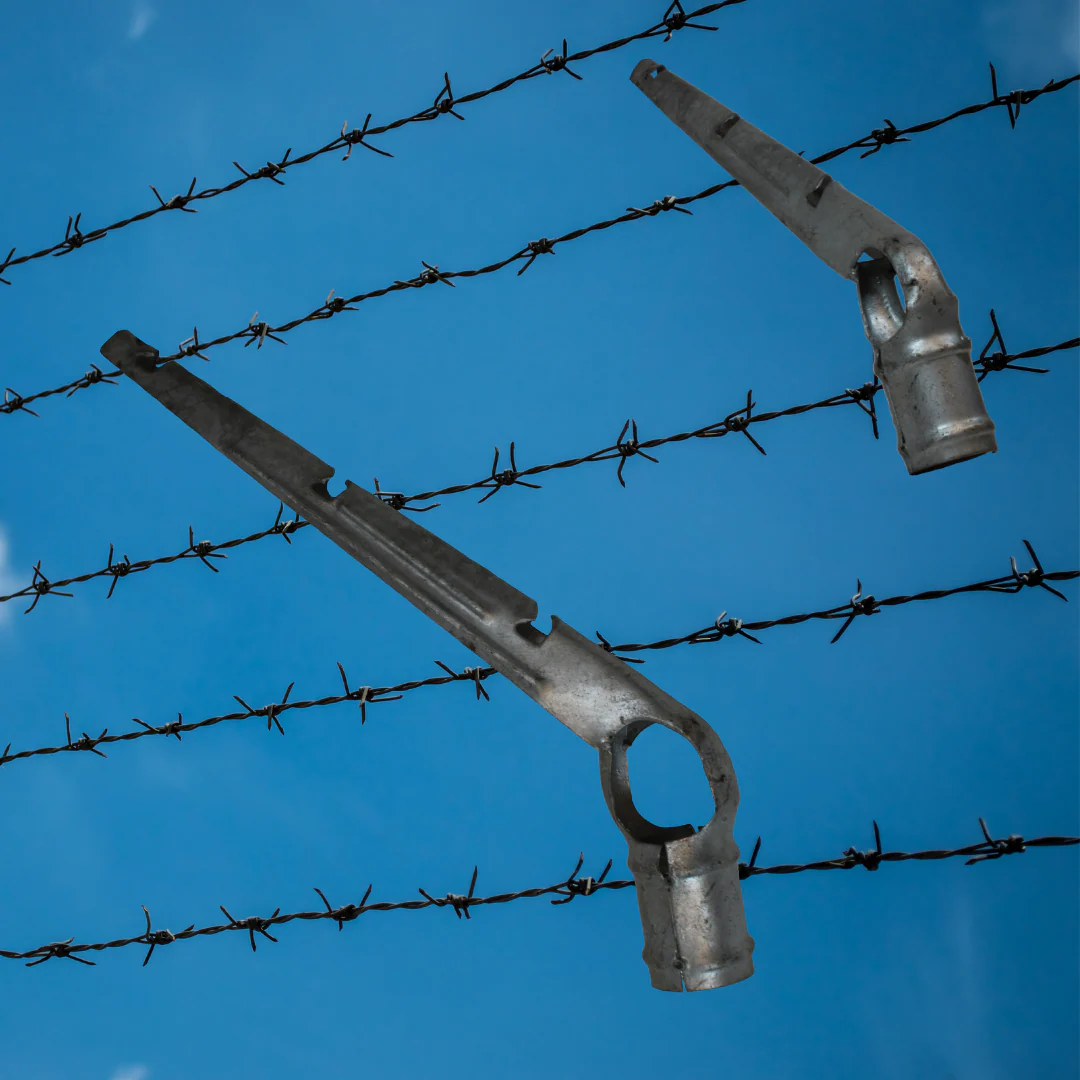 1-5/8" x 1-5/8" Steel 3 Strand Barbed Wire Arm for Chain Link Fences - Image 3