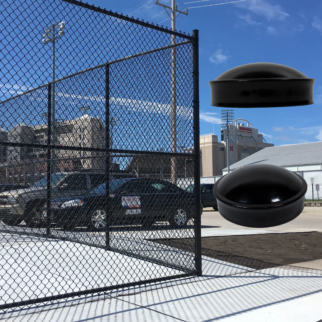 2-1/2" Black Aluminum Terminal Cap For Chain Link Fences - Image 3