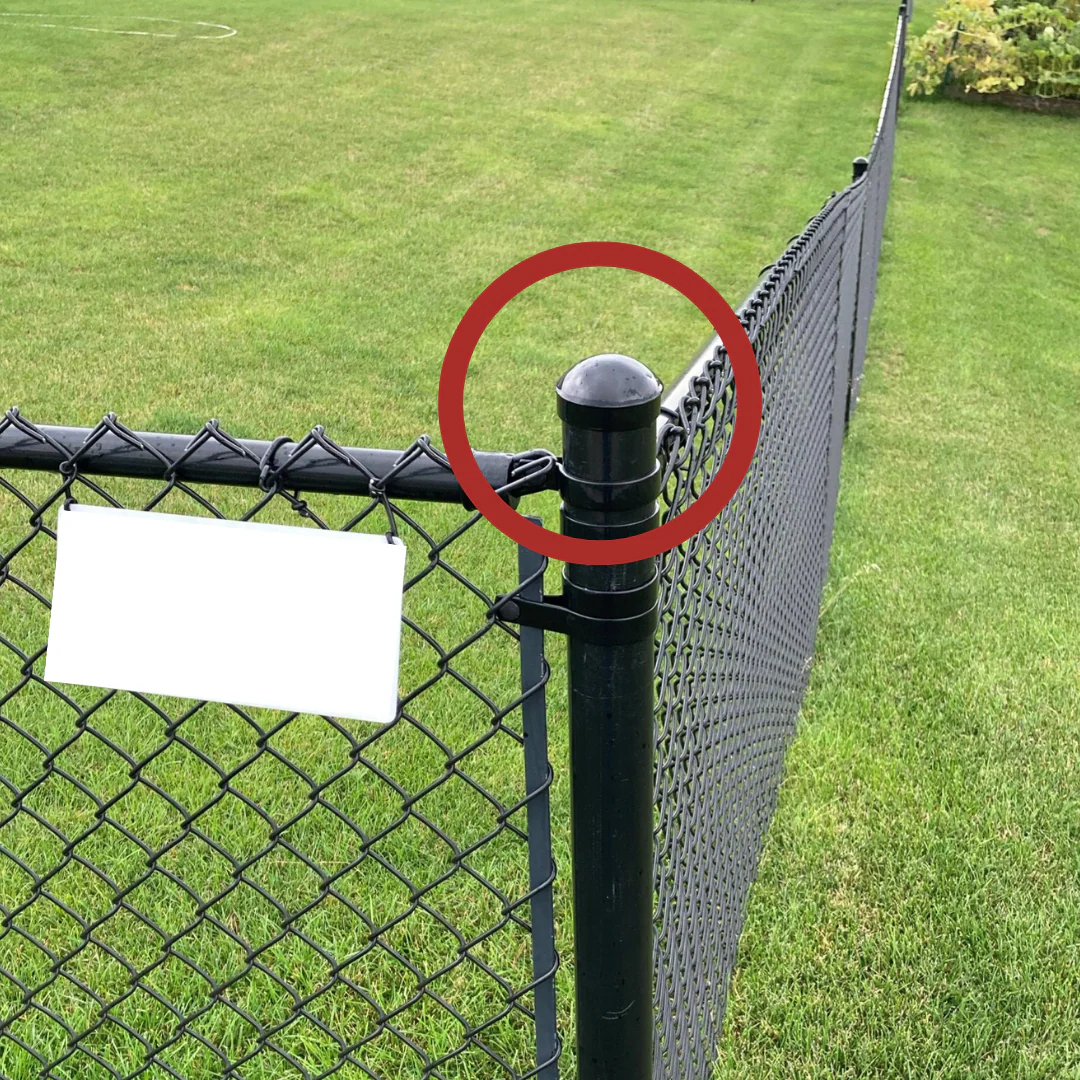 2-1/2" Black Aluminum Terminal Cap For Chain Link Fences - Image 4