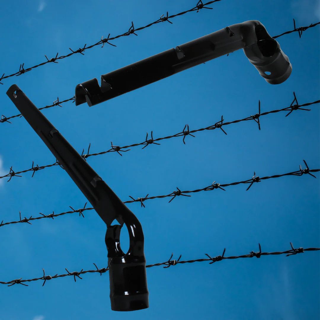 2" x 1-5/8" Steel Black Vinyl Coated Barbed Wire Arm for Black Vinyl Chain Link Fences - Image 3