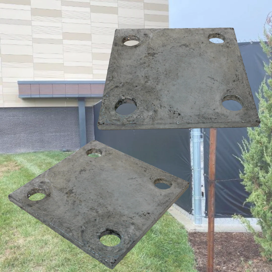 6" x 6" x 3/8" Galvanized Plate For Chain Link Fences - Image 3